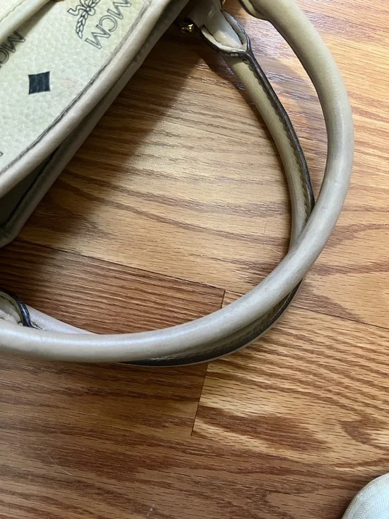 MCM Beige Logo Drawstring Tote with Gold Hardware - Picture 10 of 13